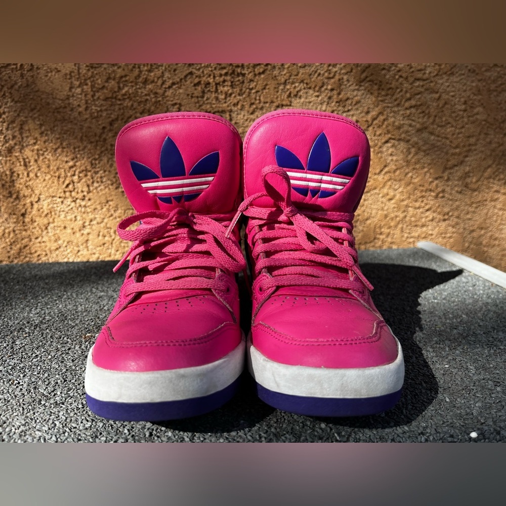Pink Adidas High Tops Size 7 | Like New (fits like an 8) - Picture 6 of 8